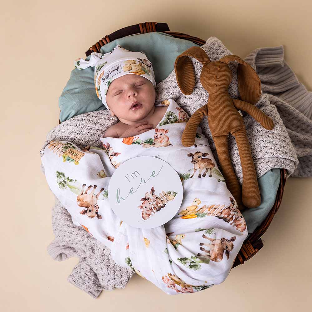 Snuggle Hunny | Organic Muslin Wrap | Farm