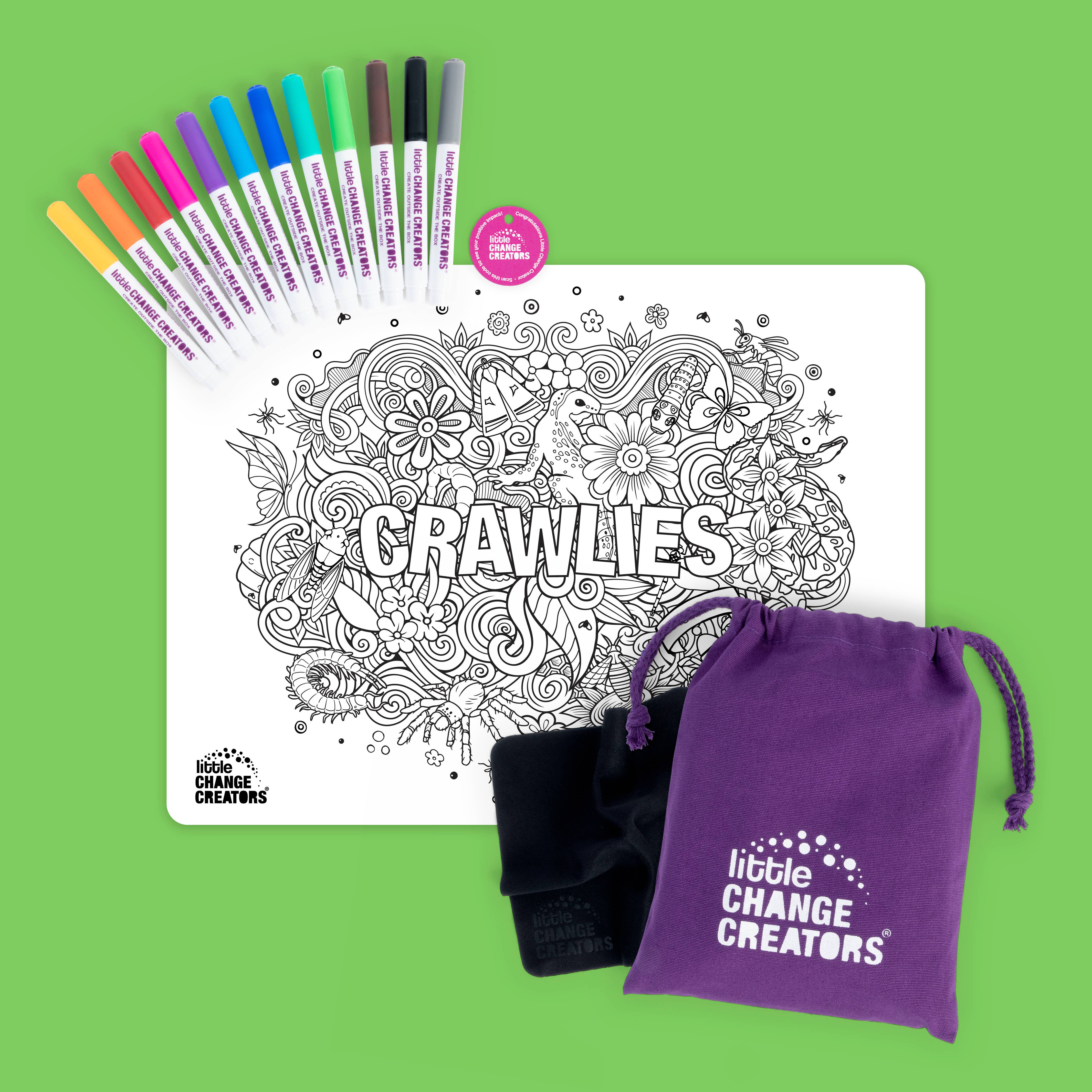 Little Change Creators | CRAWLIES | Re-FUN-able™ Reusable Colouring + Doodle Mat