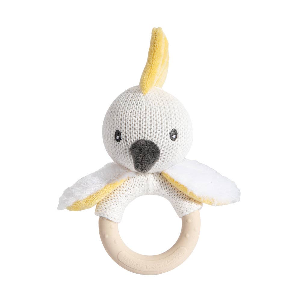 Living Textiles - Ring Rattle - Cockatoo