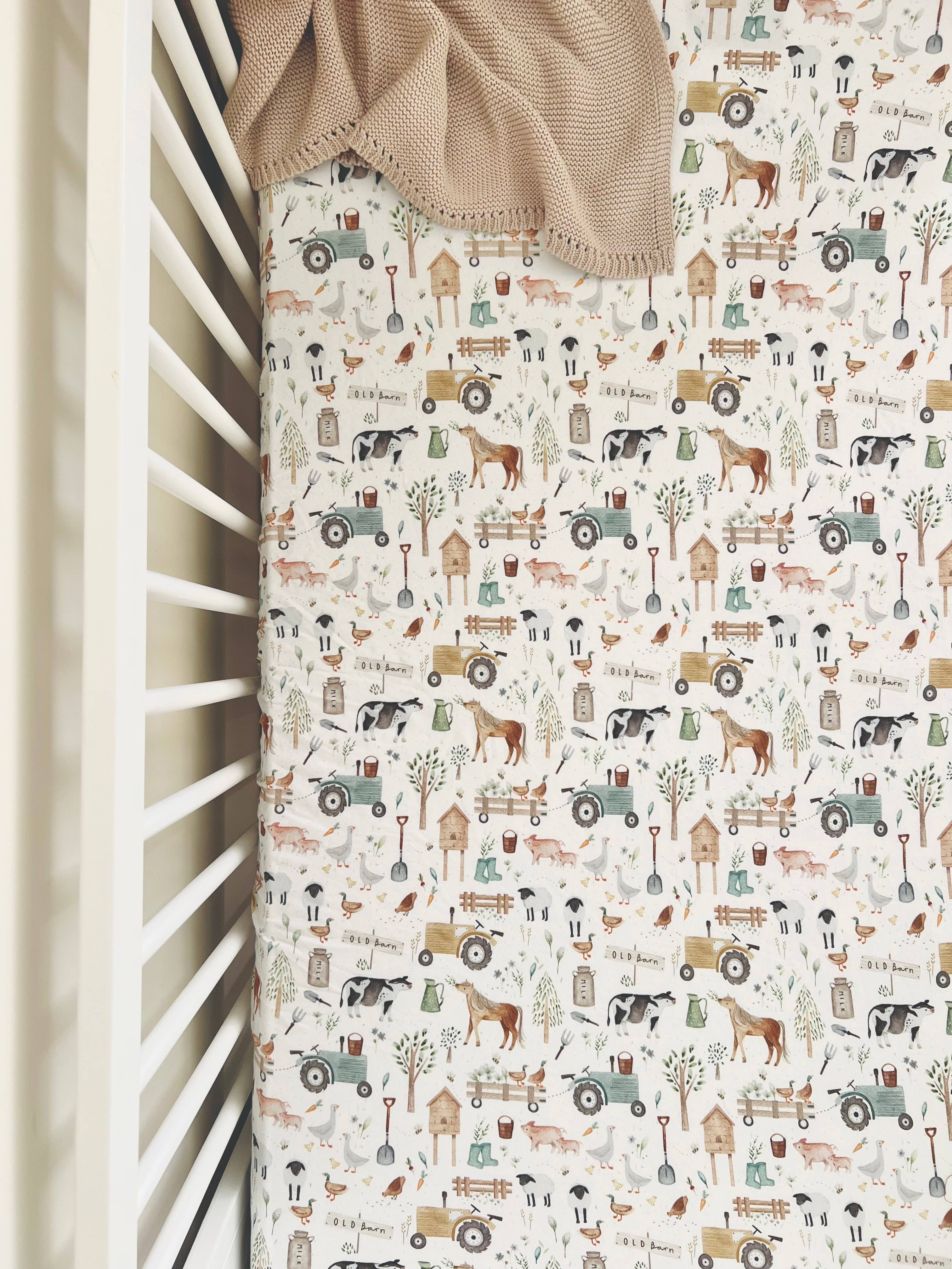 Cuddle Bug & Co | Mini & Me Cot Sheet Farm Life