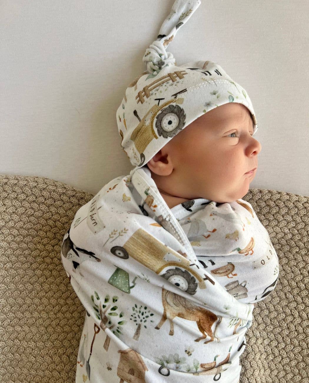 Cuddle Bug & Co - Mini & Me Organic Jersey Baby Wrap Set Farm Life