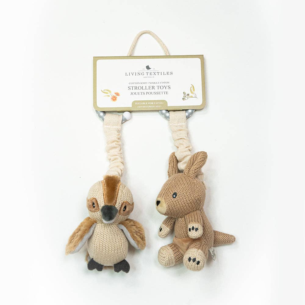 Living Textiles - 2pk Stroller Toy - Kangaroo & Kookaburra