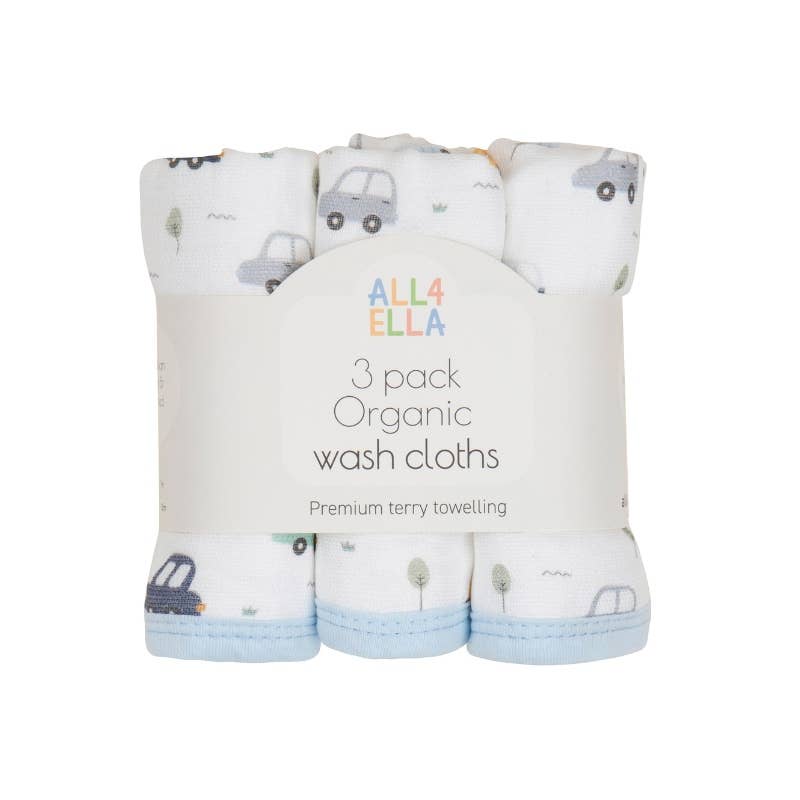 All4Ella | Wash Cloths 3pk | Beep Beep