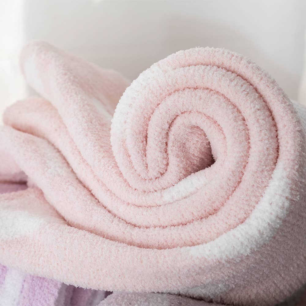 Living Textiles Chenille Blanket Pink Hearts