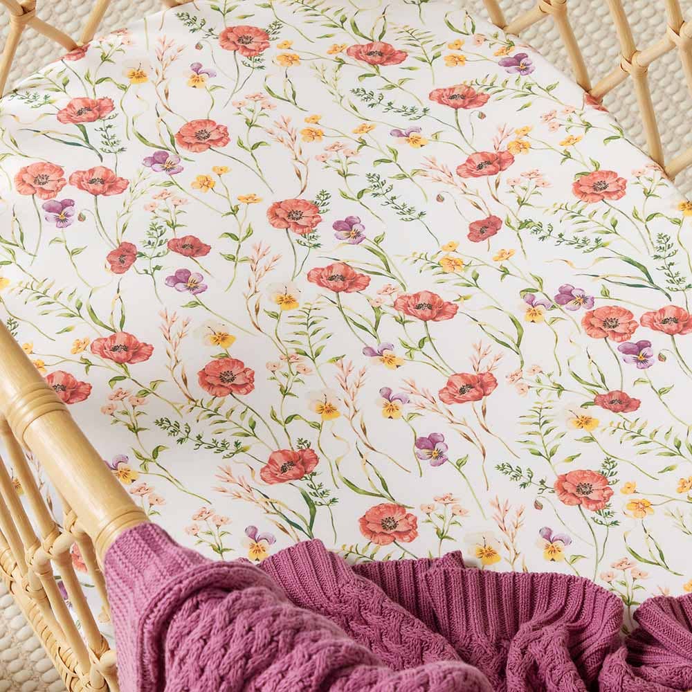 Snuggle Hunny | Organic Bassinet Sheet / Change Pad Cover | Meadow