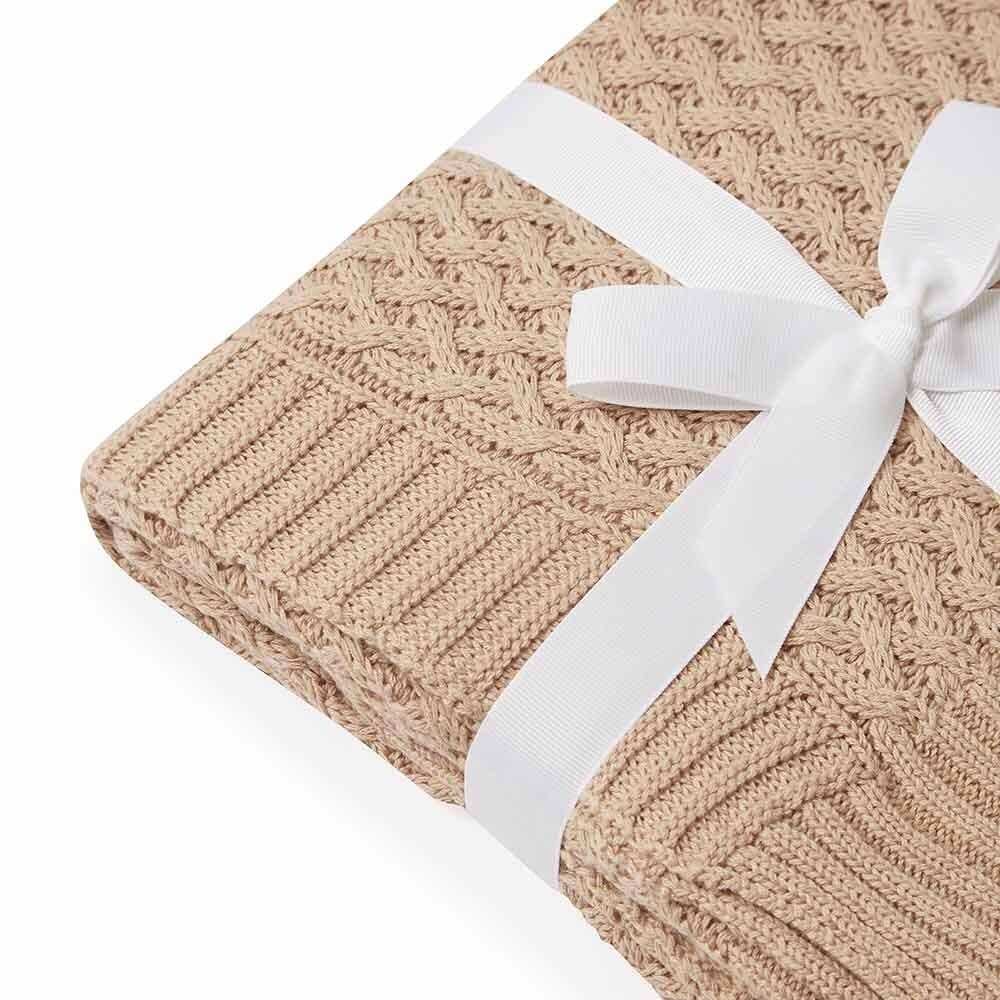 Snuggle Hunny | Diamond Knit Baby Blanket | Hazelnut