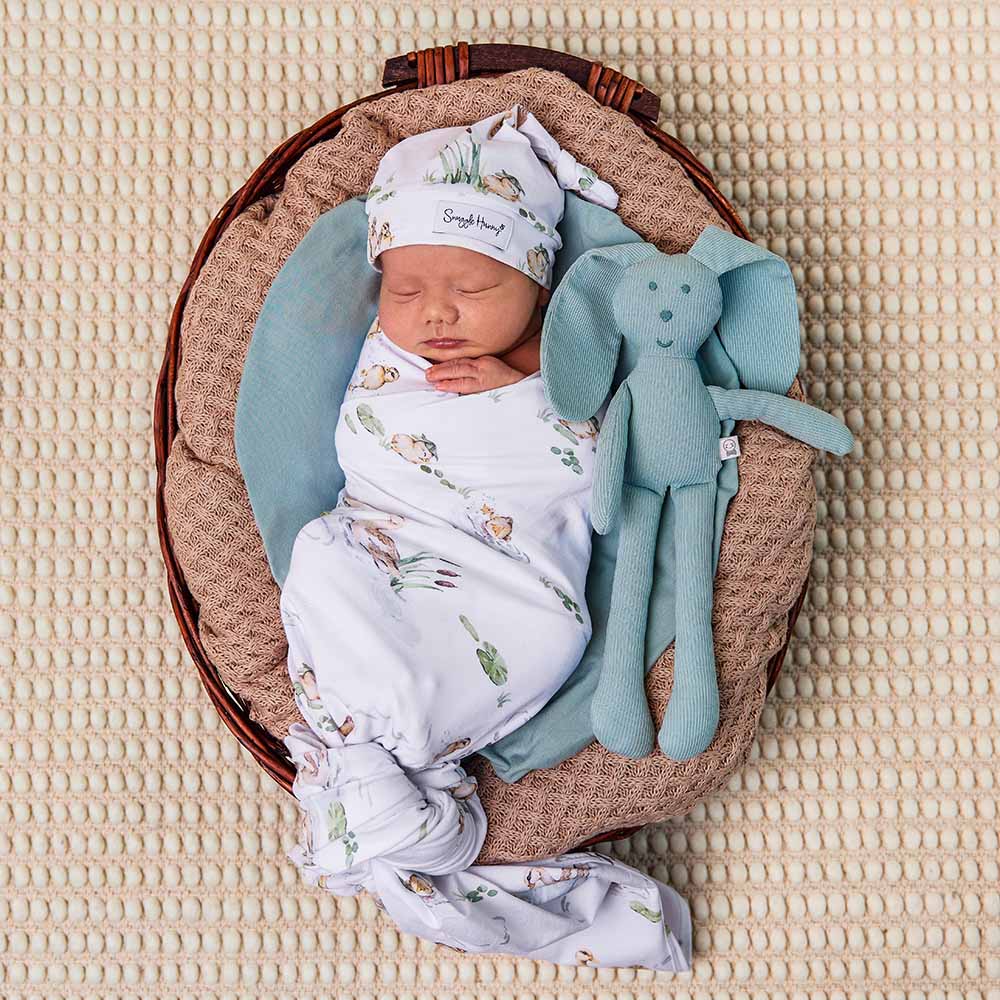 Snuggle Hunny - Duck Pond Organic Jersey Wrap & Beanie Set