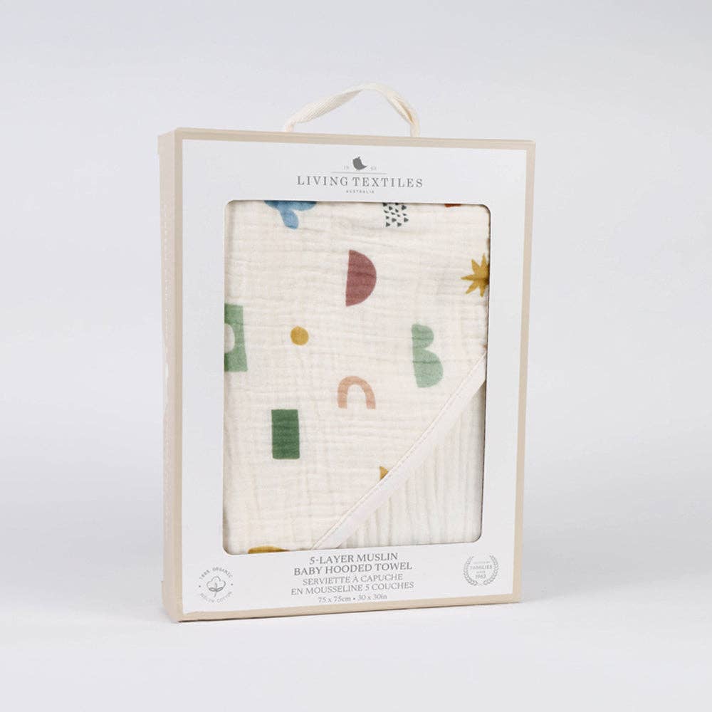 Living Textiles | Muslin Hooded Towel Geo Mod