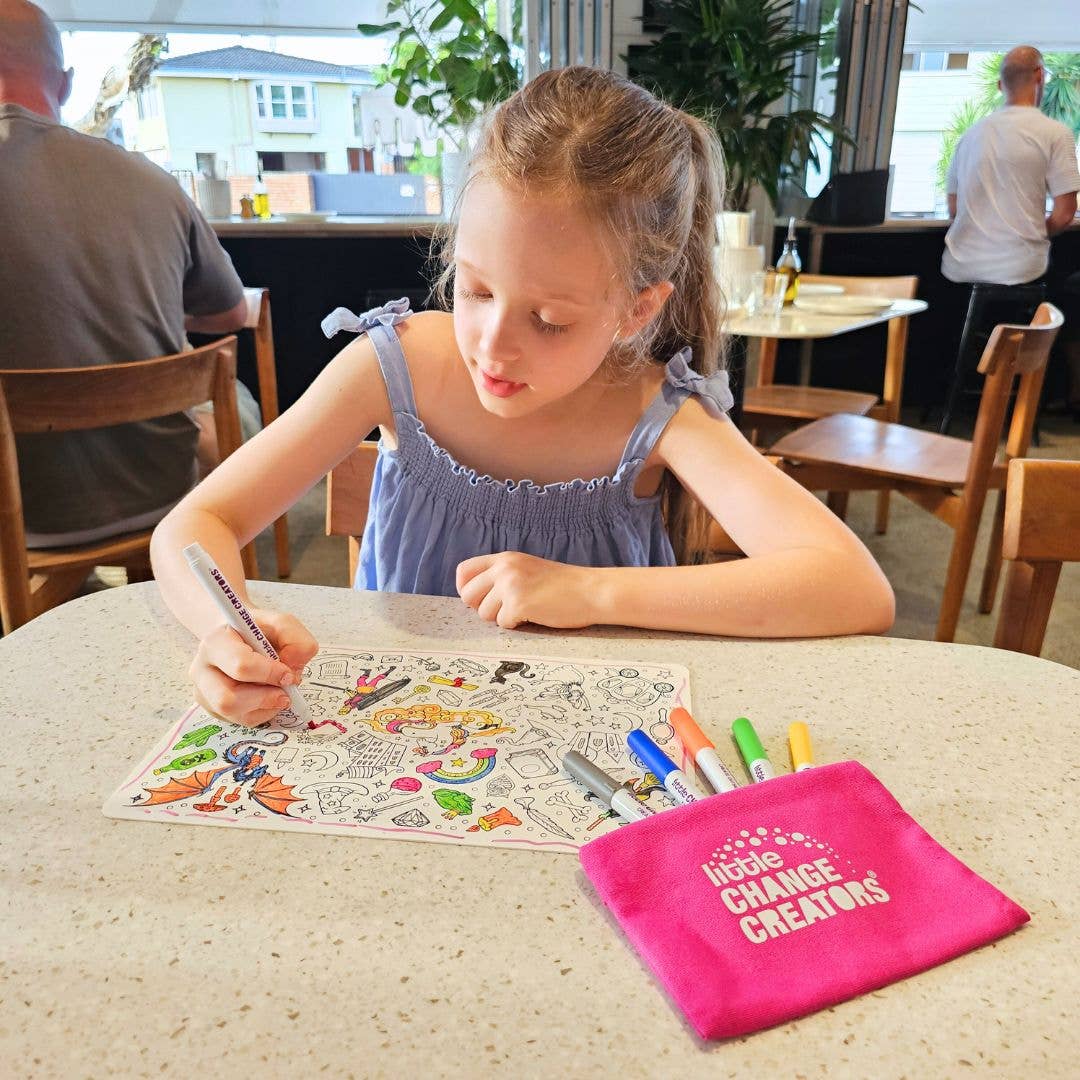 Little Change Creators - WILD! Pocket Reusable Colouring Mat | Animal Activity Gift