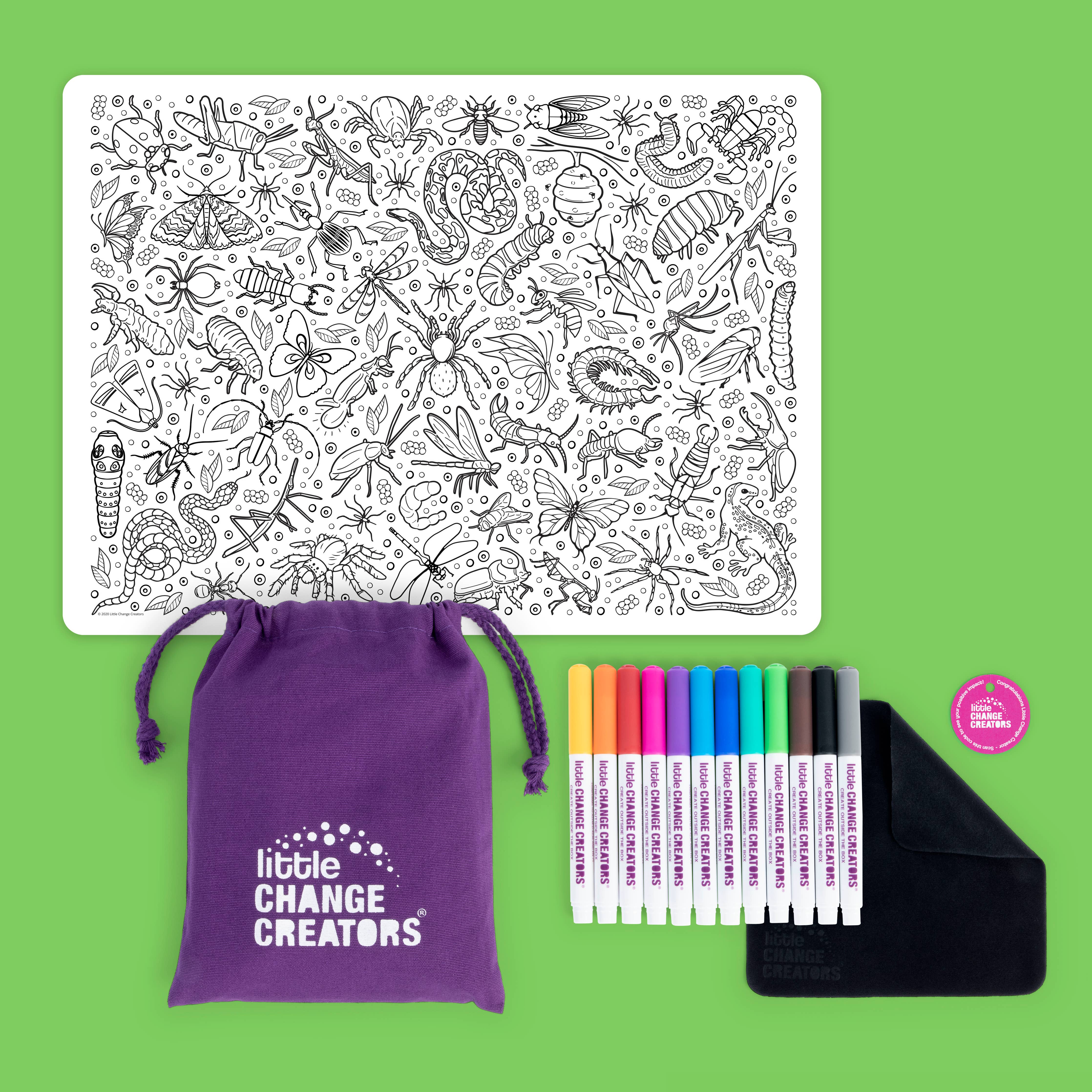 Little Change Creators | CRAWLIES | Re-FUN-able™ Reusable Colouring + Doodle Mat
