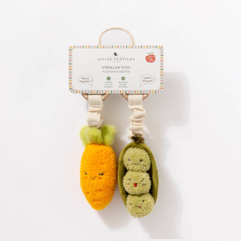 Living Textiles | 2 Pack Mini Market Brunch Stroller Toys Carrot & Green Peas