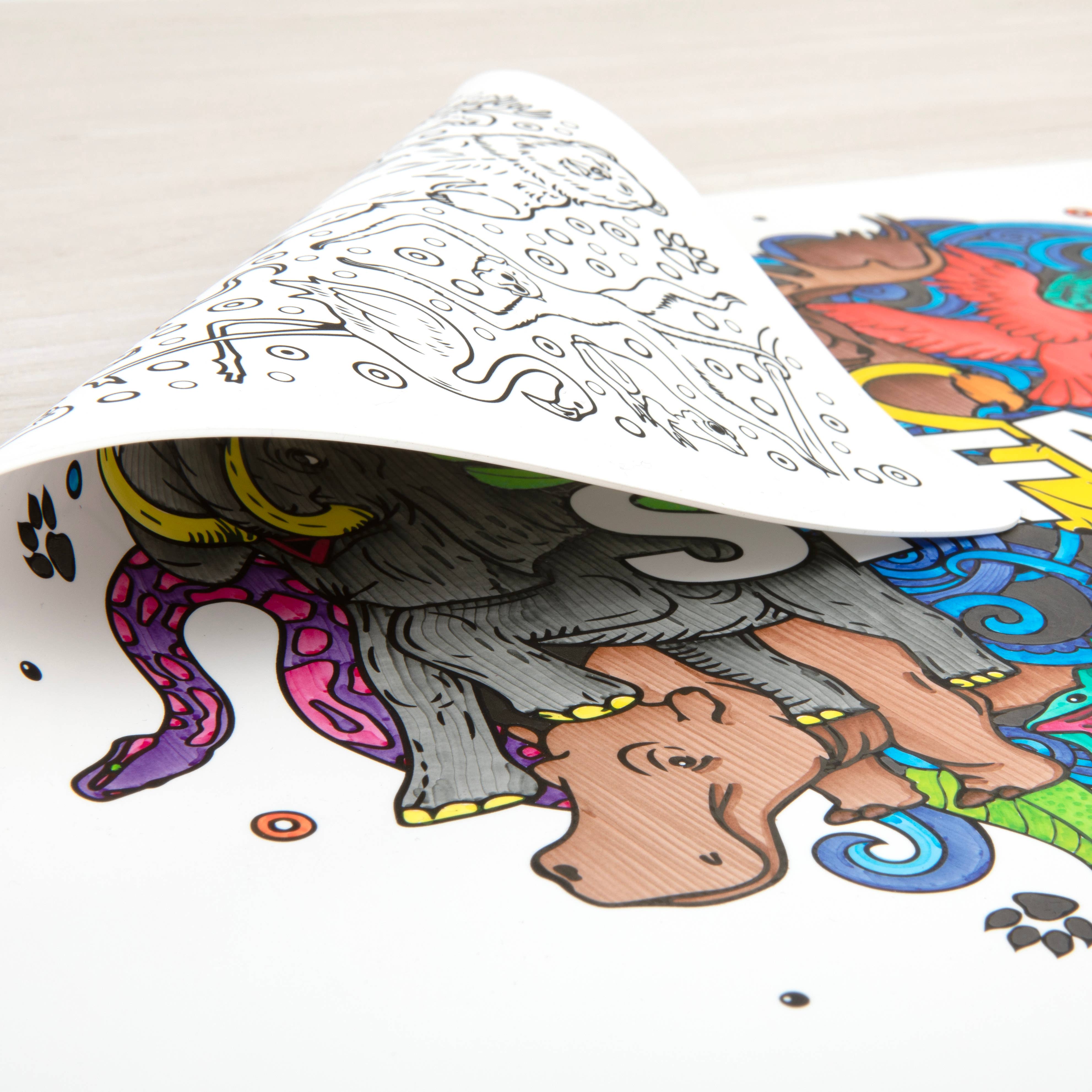 Little Change Creators | SAFARI | Re-FUN-able™ Reusable Colouring + Doodle Mat