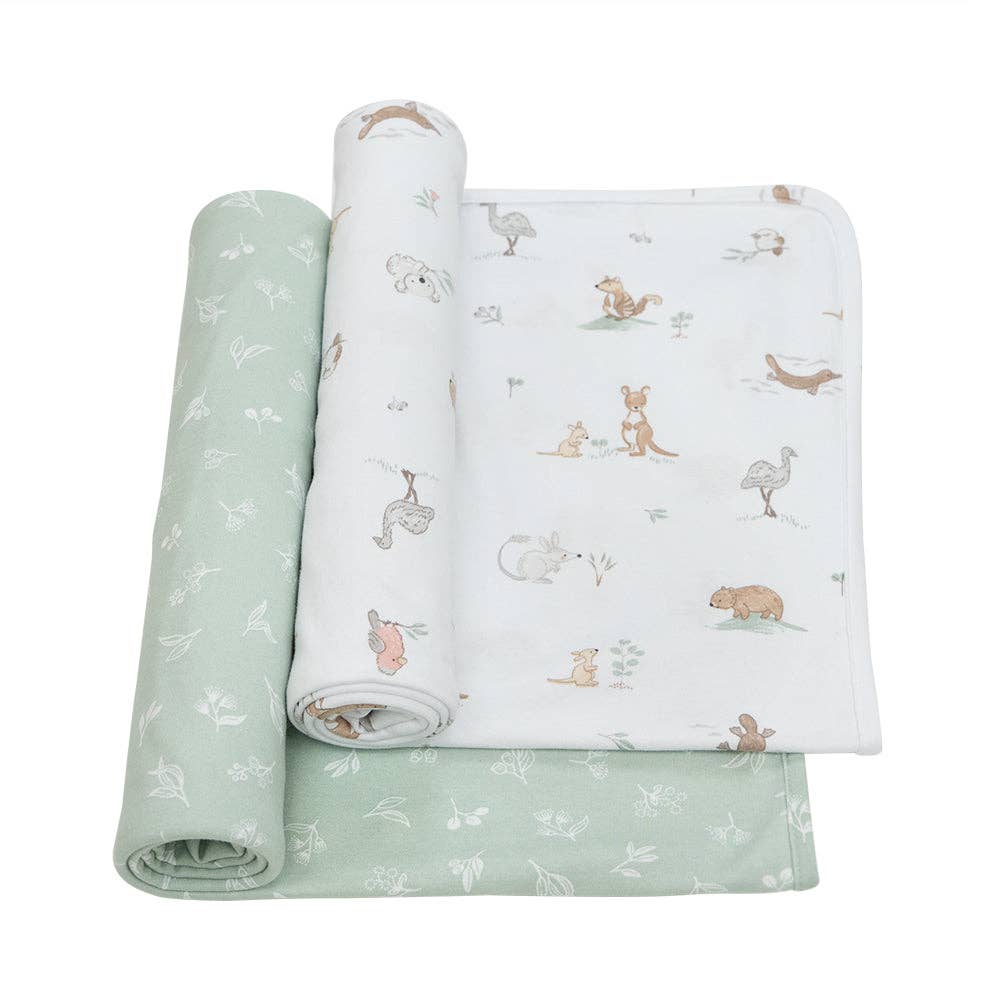 Living Textiles - 2 Pack Organic Swaddle Wraps - Australiana