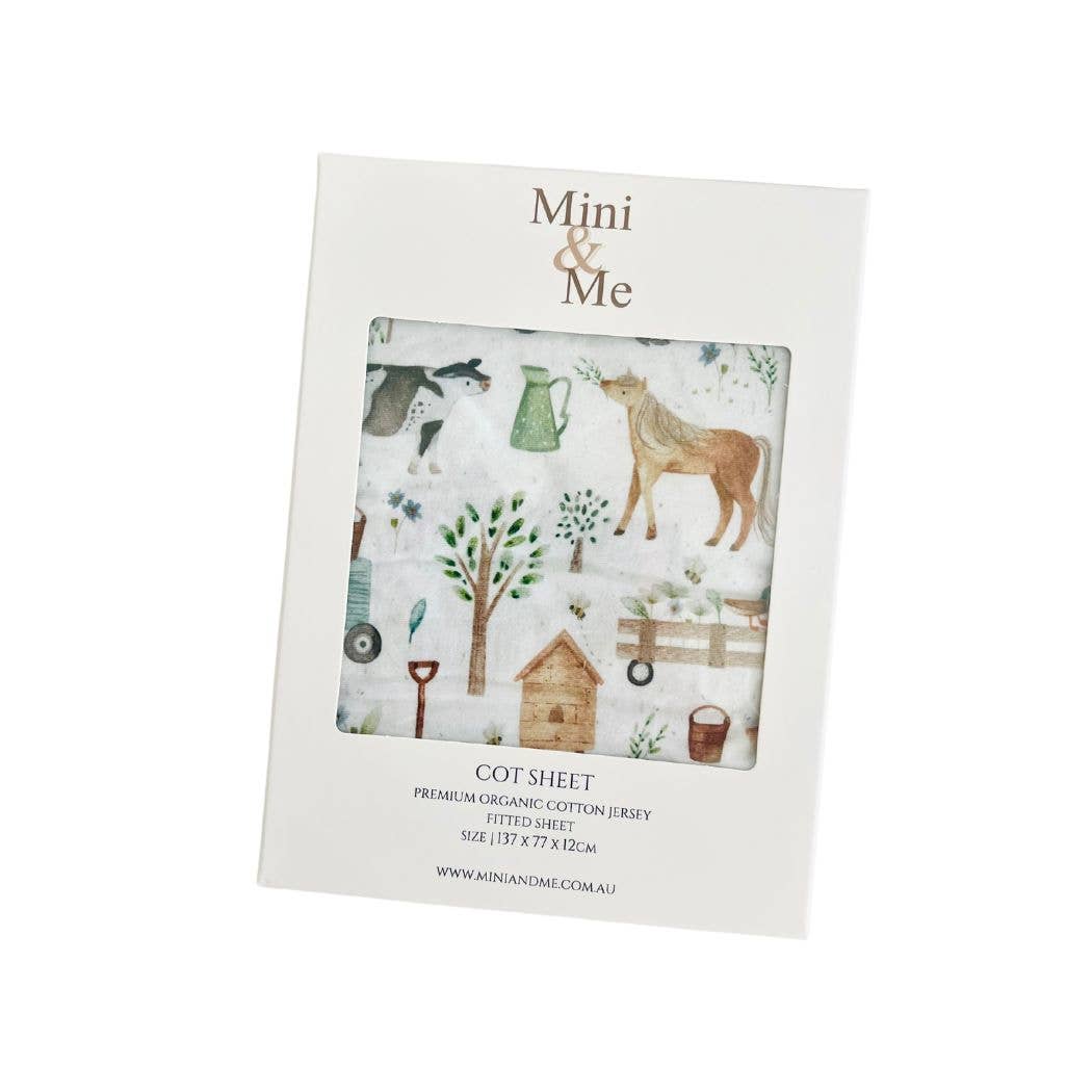Cuddle Bug & Co | Mini & Me Cot Sheet Farm Life