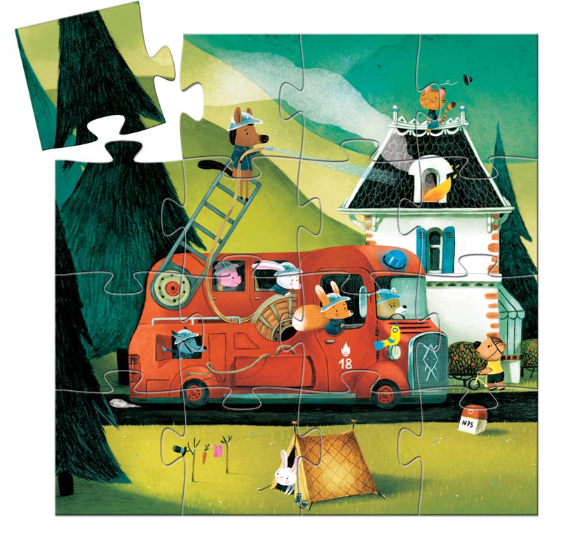 Djeco Silhouette Puzzle The Fire Truck 16pc