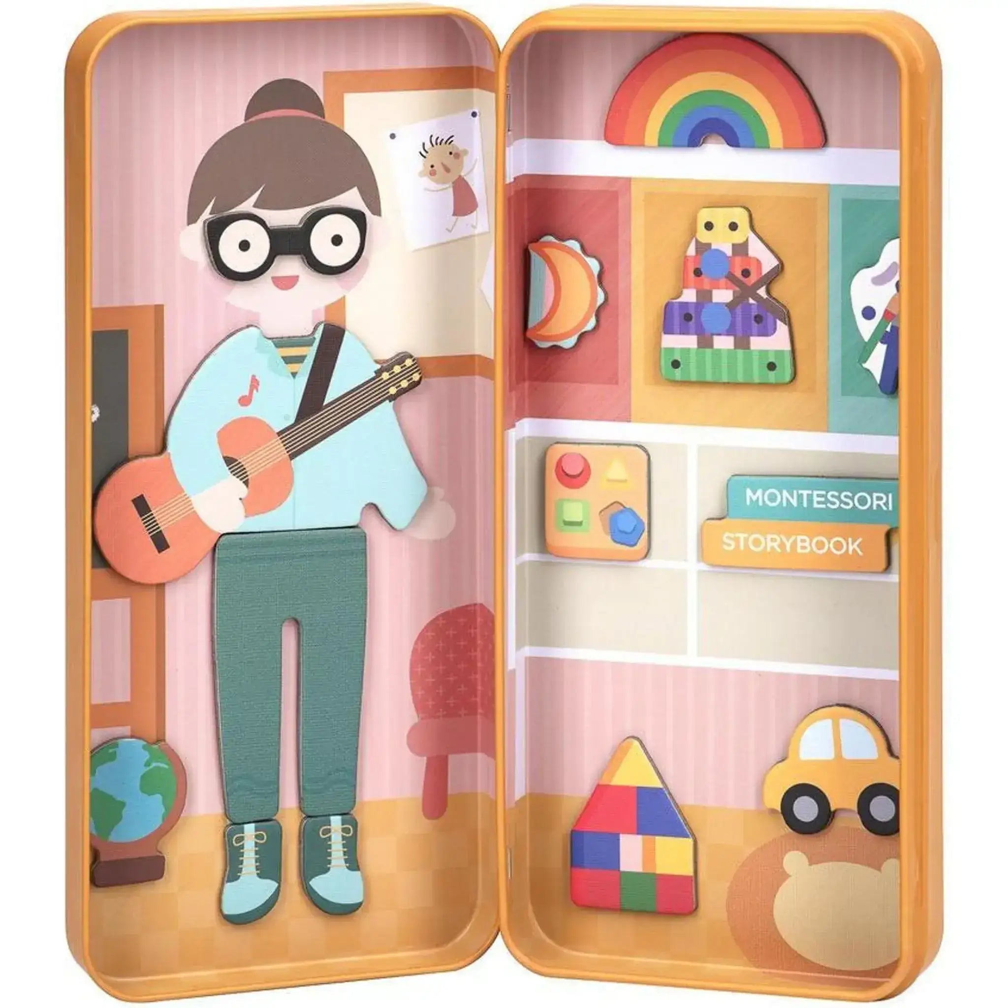MierEdu Magnetic Puzzle Box – Preschool Teacher edition featuring mix-and-match magnetic dress-up pieces and illustrated backgrounds for imaginative play and storytelling